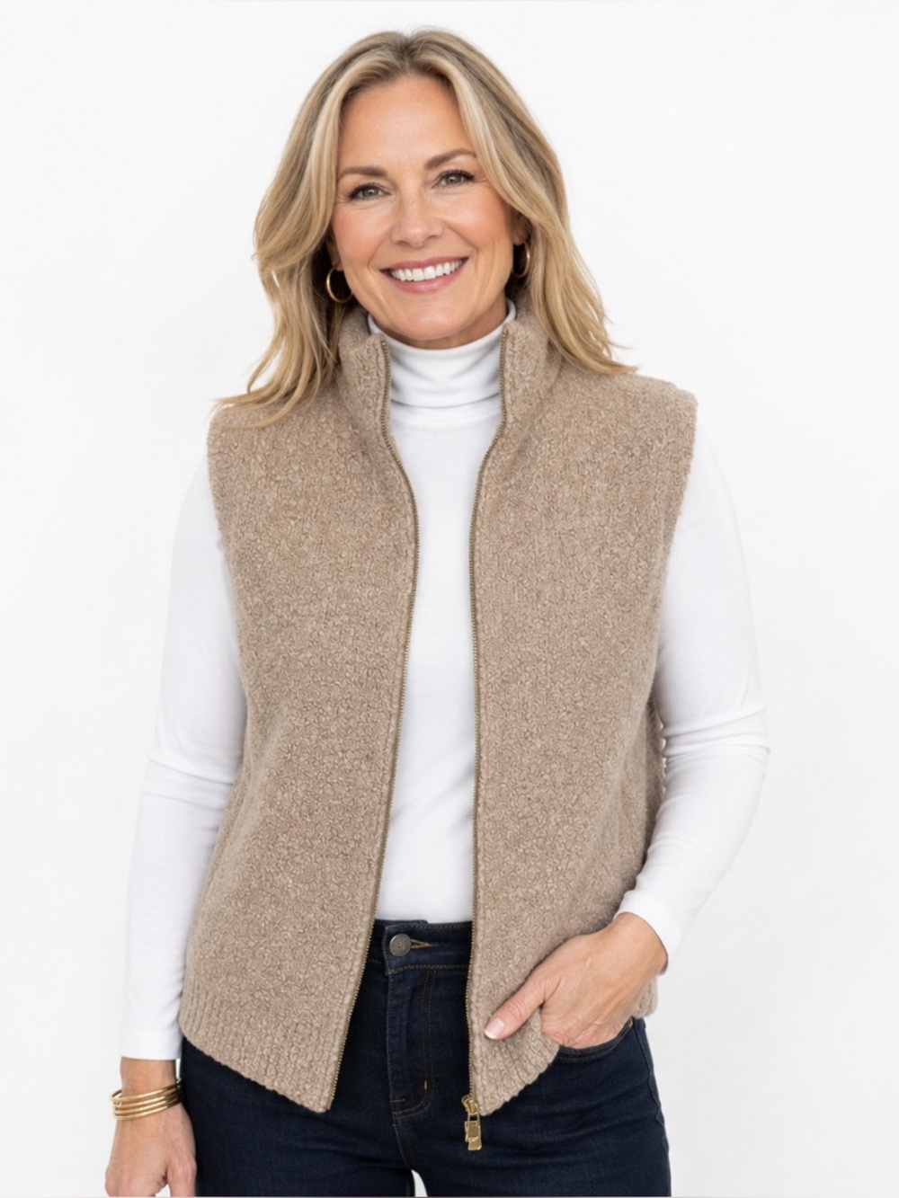 Haven Well Within Mock Neck Boucle Wool Blend Sweater Vest
